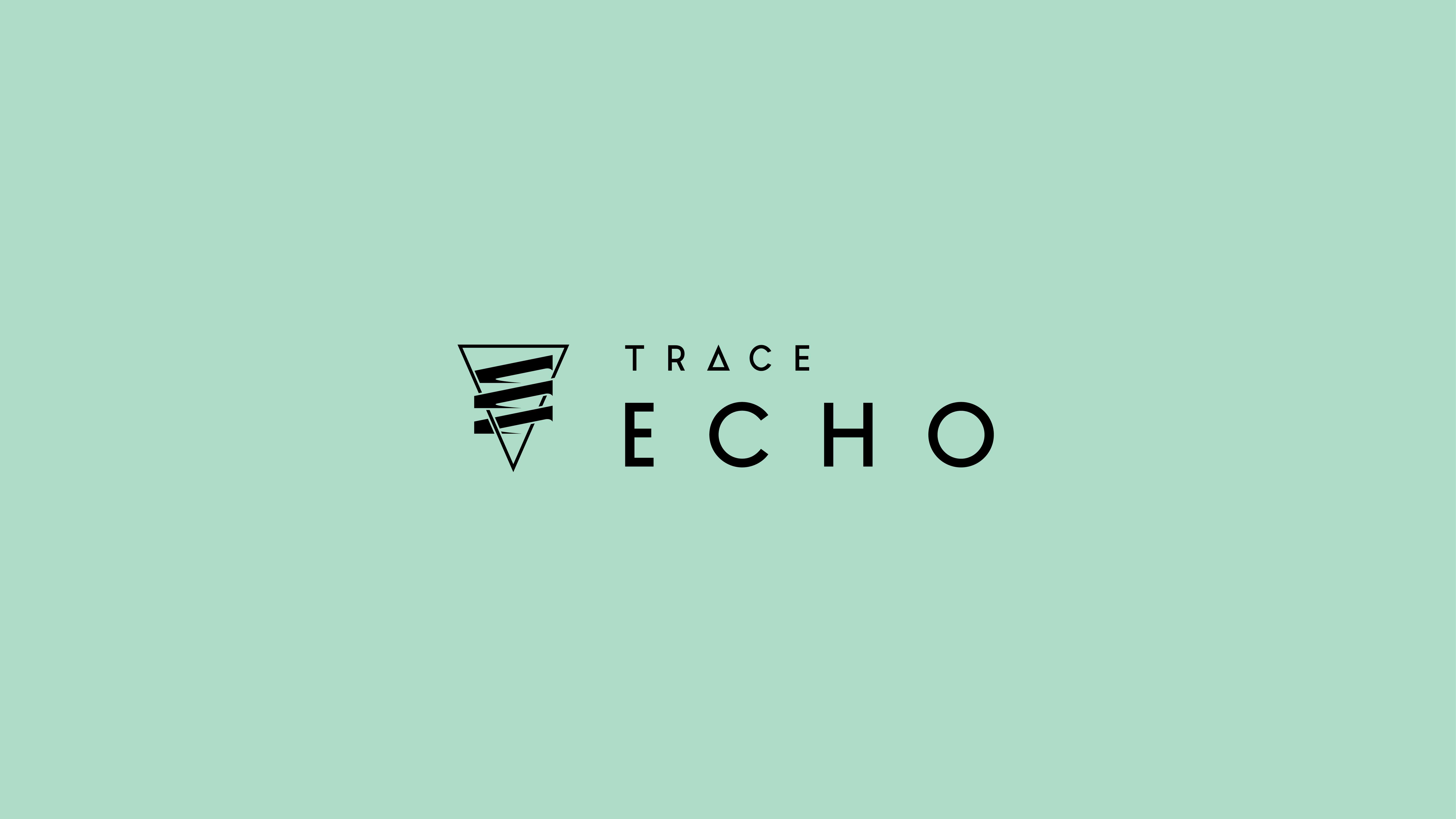 Light green image with black logo in center. Logo has a triangle and the words Echo and Trace. made in Adobe illustrator