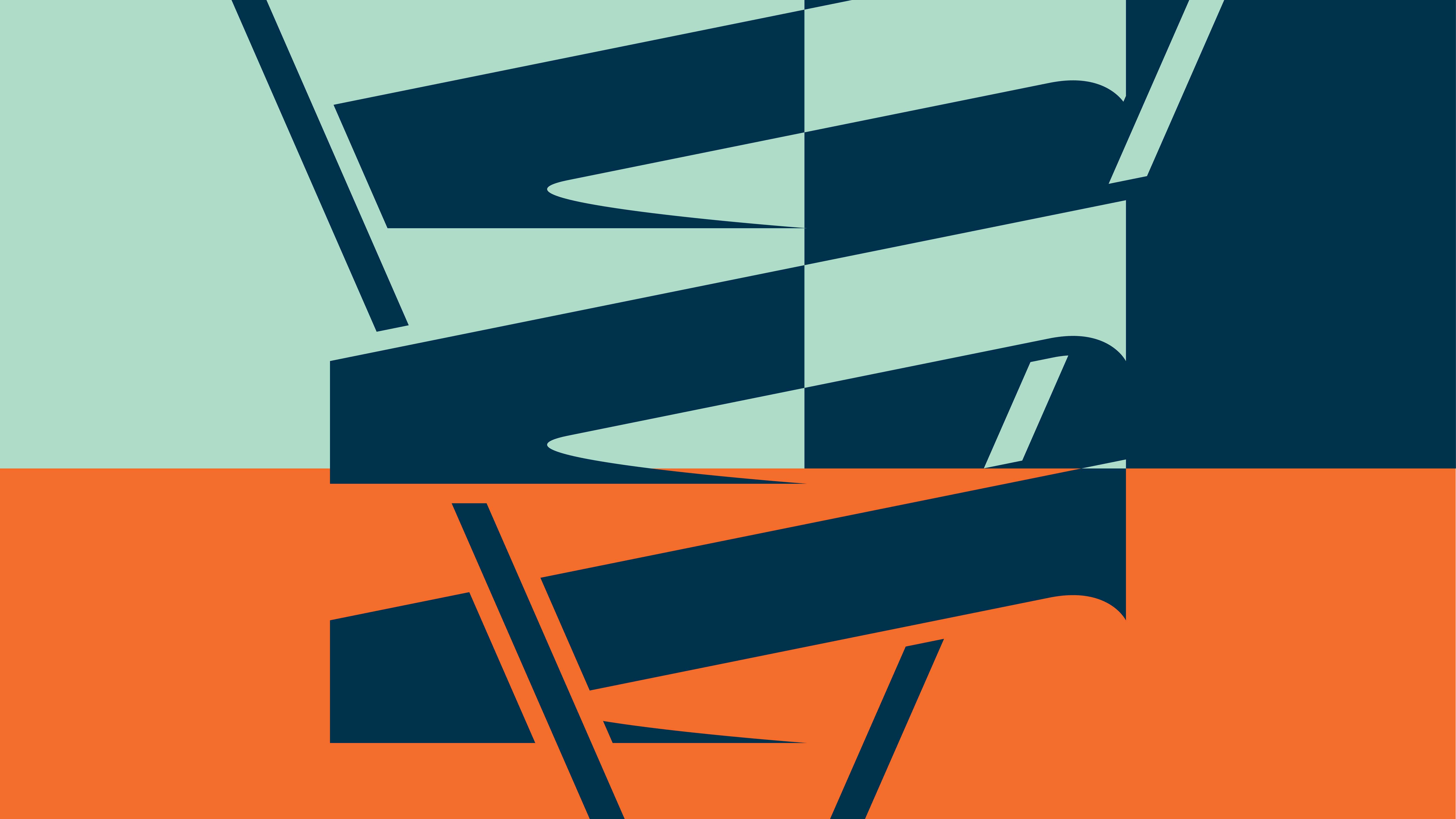 Shapes of color with a large dramatic angle of a logo layered on top. Made in Adobe Illustrator.