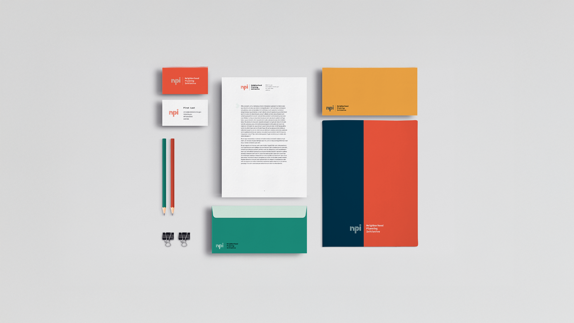 An image of stationary on a gray background. design made in Adobe Indesign and Illustrator.
